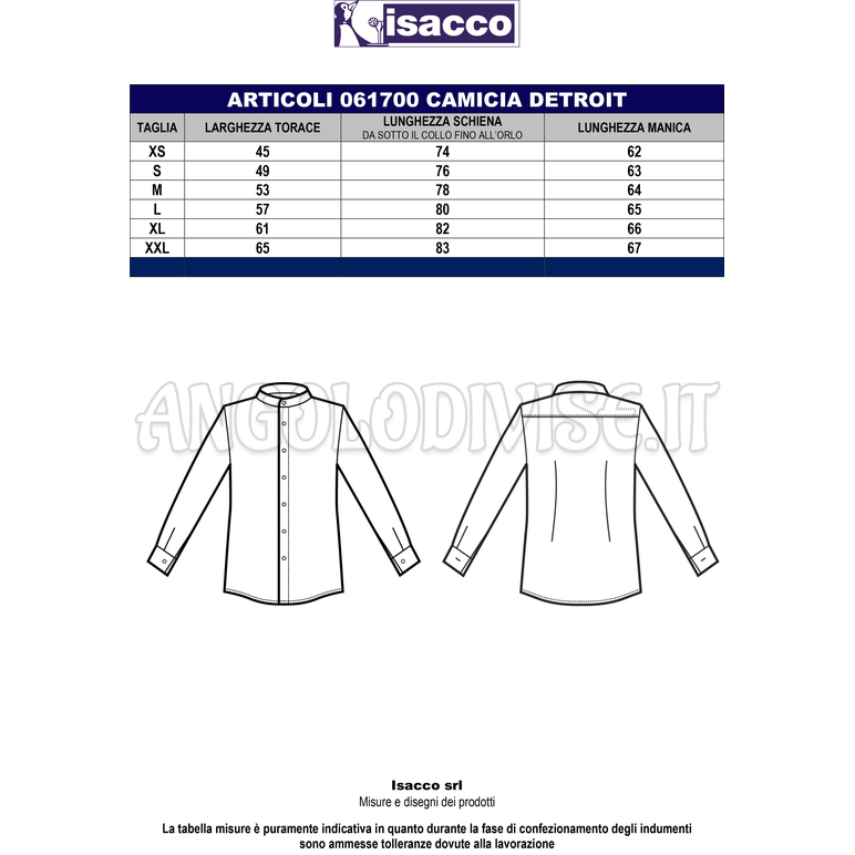 ISACCO CAMICIA DETROIT UNISEX STRETCH NERO 97% COTTON  3% SPANDEX