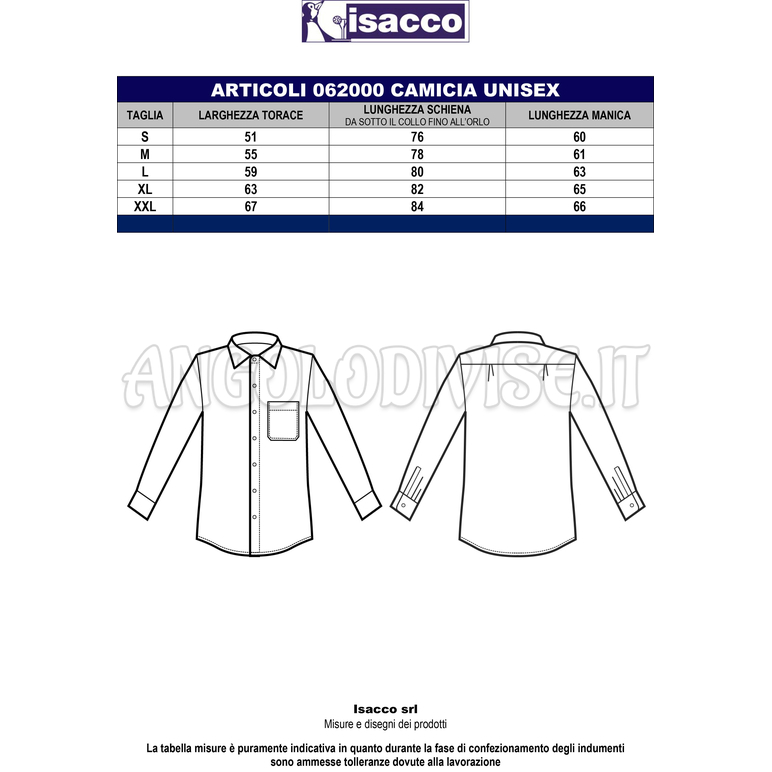ISACCO CAMICIA ISACCO UOMO M/M BIANCO 3XL 65% POLYESTER  35% COTTON