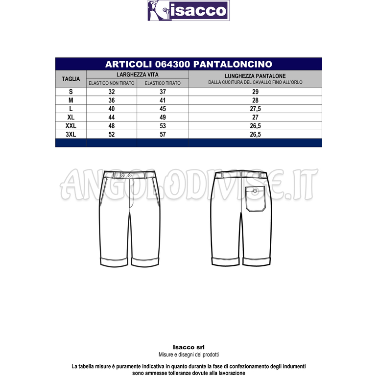 ISACCO PANTALONCINO NERO 65% POLYESTER  35% COTTON