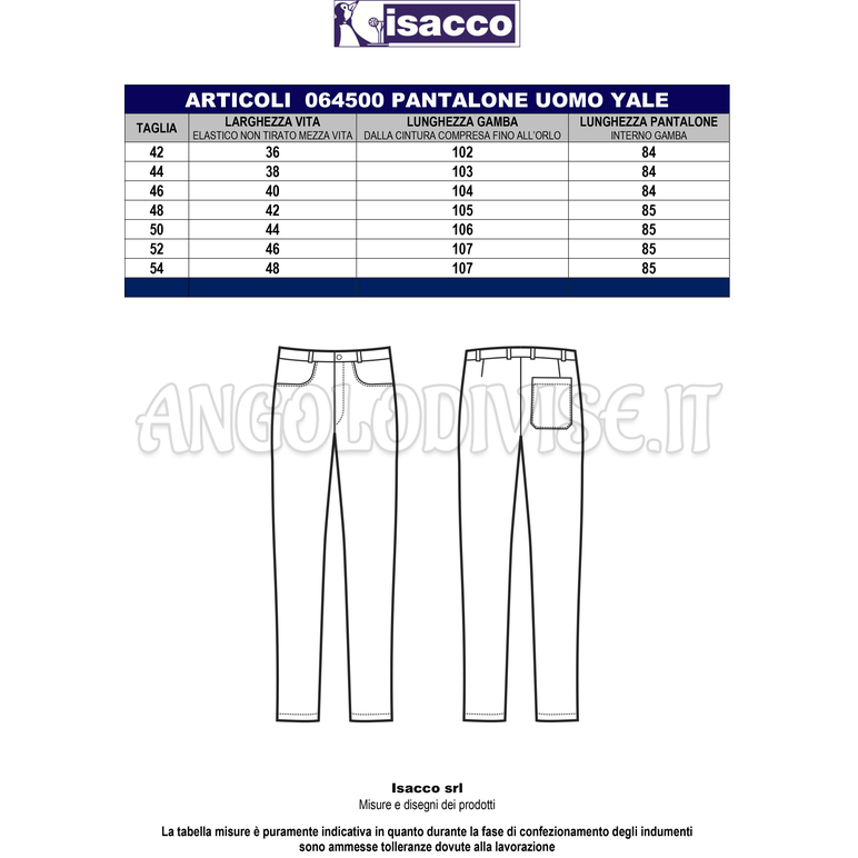 ISACCO PANTALONE UOMO YALE SLIM SUPER STRETCH NERO 96% POLYESTER 4% SPANDEX