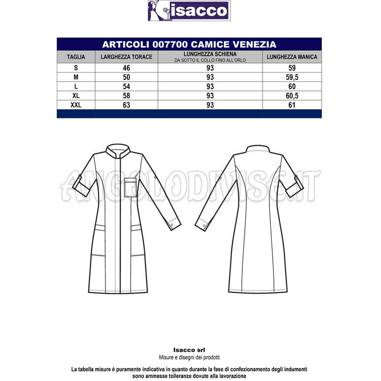 ISACCO CAMICE VENEZIA M/M TORTORA + CODINO FANGO CON GREMBIULINO 65% POLYESTER  35% COTTON