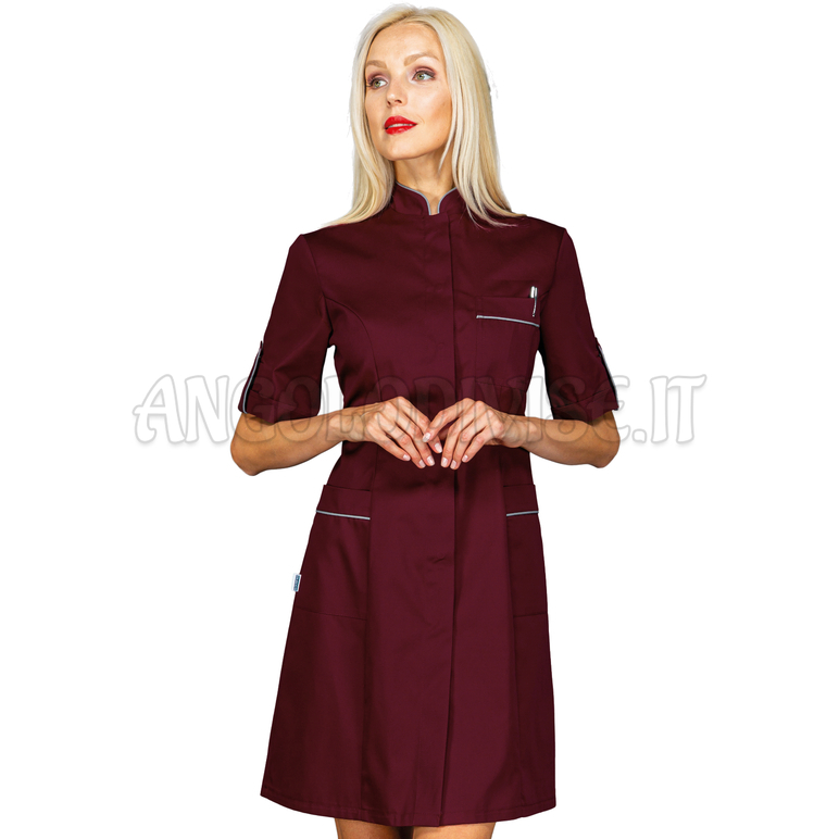 ISACCO CAMICE VENEZIA M/M BORDEAUX + CODINO GRIGIO 65% POLYESTER  35% COTTON