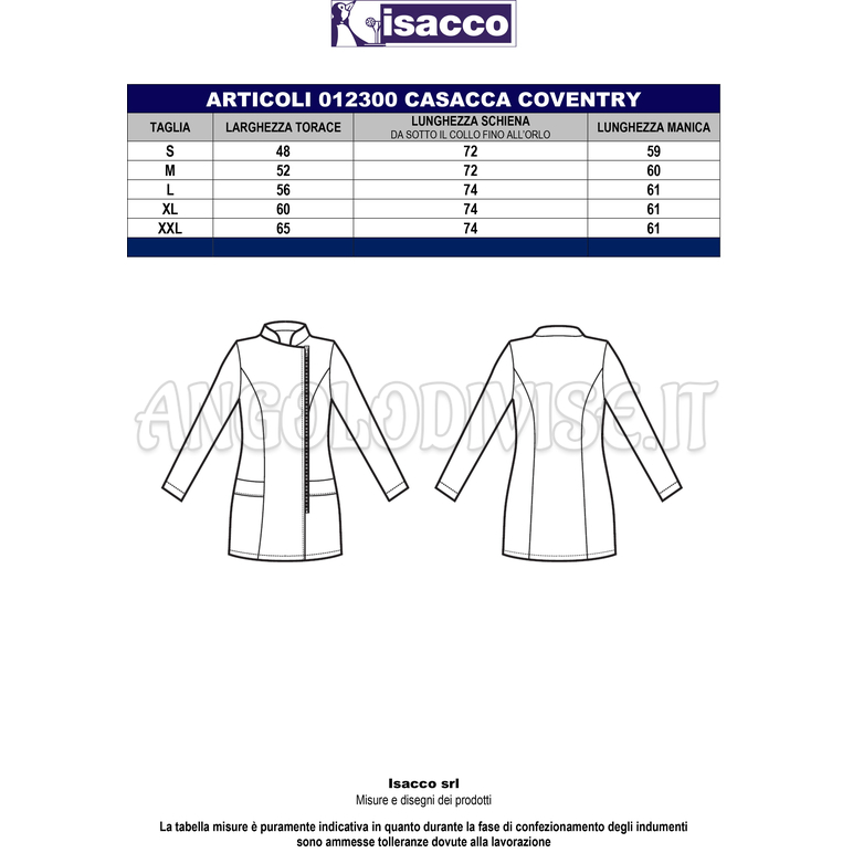 ISACCO CASACCA COVENTRY POLSO IN MAGLIA BIANCO 100 % COTTON