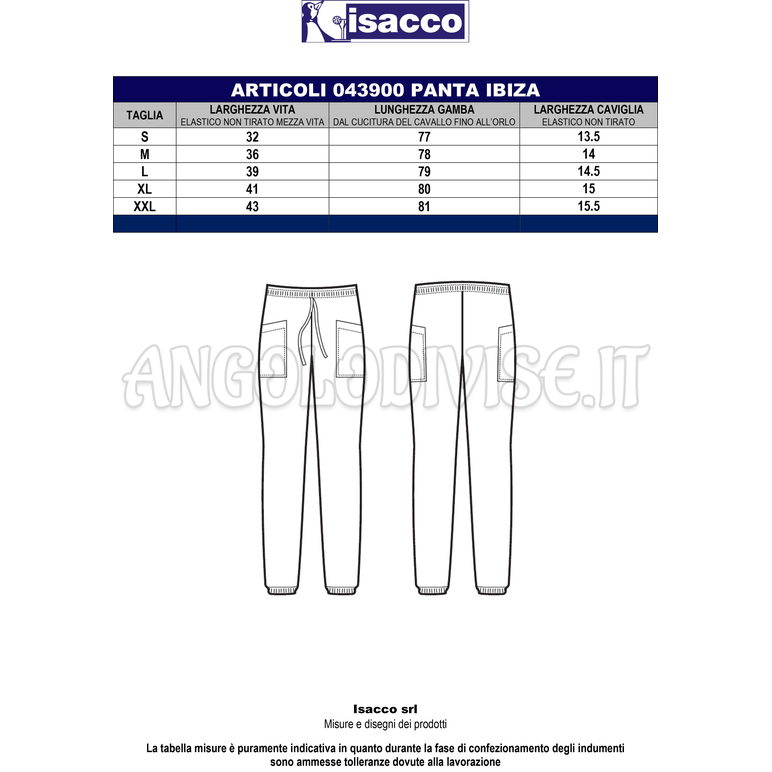 ISACCO PANTA IBIZA NERO 65% POLYESTER  35% COTTON