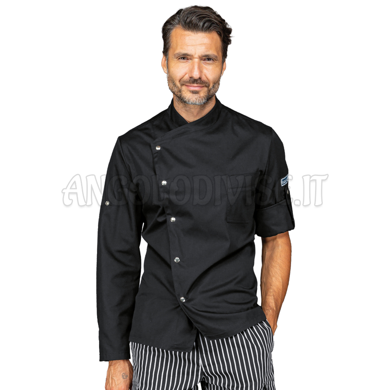 ISACCO GIACCA CUOCO MANHATTAN NERO 65% POLYESTER  35% COTTON