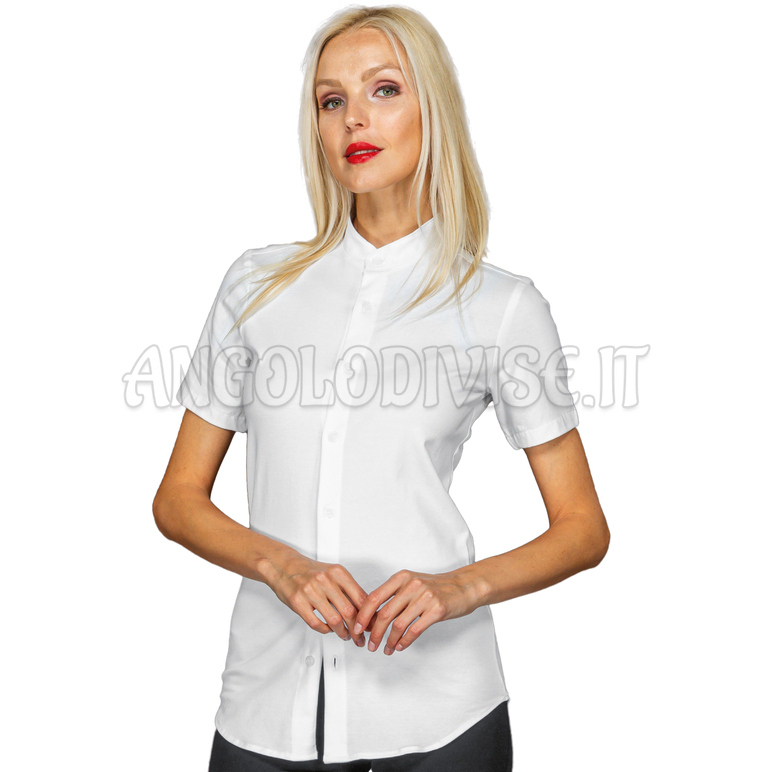 ISACCO CAMICIA PORTORICO UNISEX M/M BIANCO 97% COTTON  3% SPANDEX