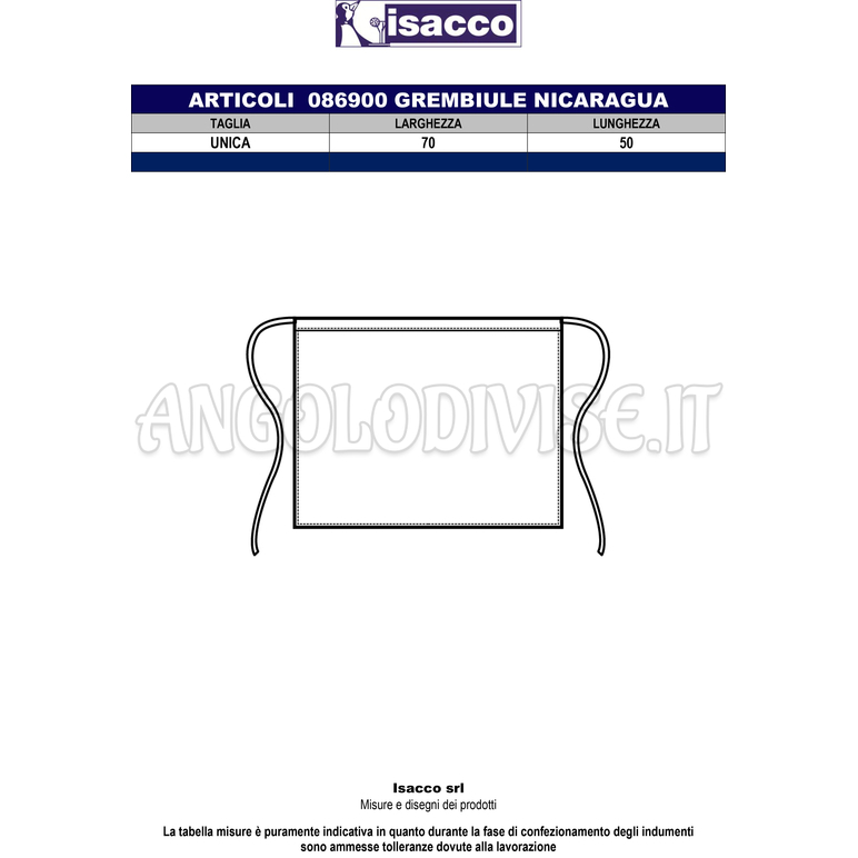 ISACCO GREMBIULE NICARAGUA ROSSO/NERO 100 % COTTON