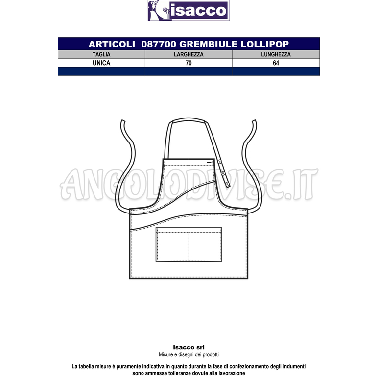 ISACCO LOLLIPOP COLORADO/ALBICOCCA 100 % POLYESTER
