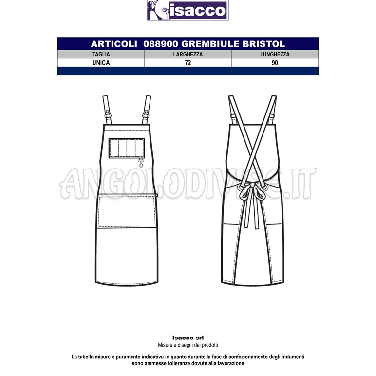 ISACCO GREMBIULE BRISTOL SMOKE + ECOPELLE NERO 100 % POLYESTER
