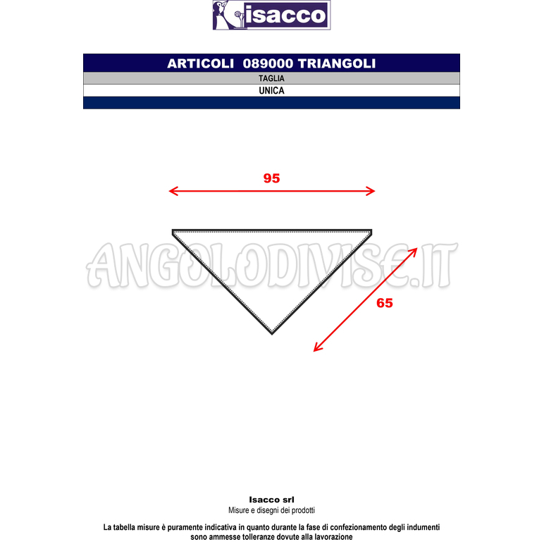 ISACCO TRIANGOLO BORDEAUX 65% POLYESTER  35% COTTON