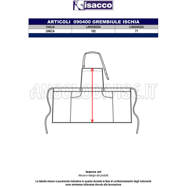 ISACCO GREMBIULE ISCHIA LIVERPOOL 100 % POLYESTER