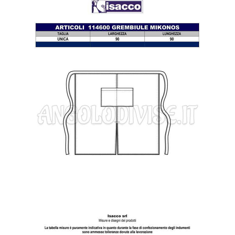 ISACCO GREMBIULE MIKONOS JEANS 100 % COTTON