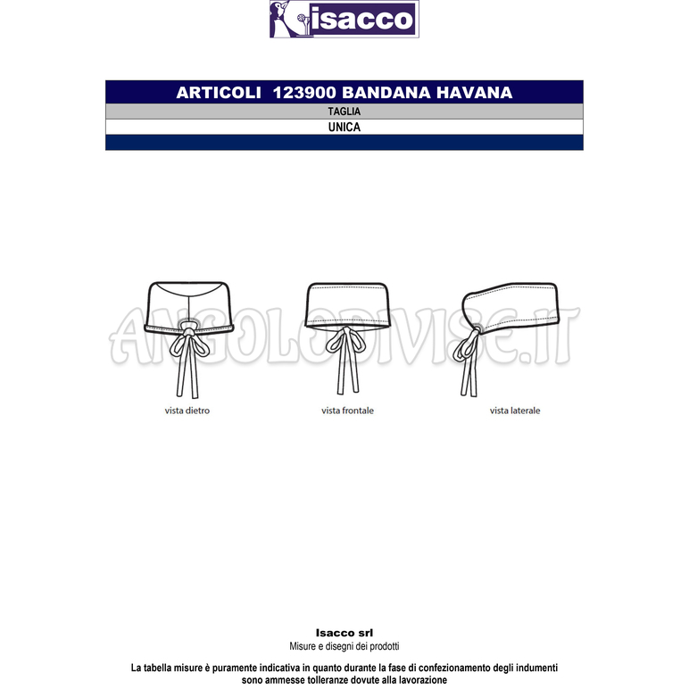 ISACCO BANDANA AVANA BLU 100 % COTTON
