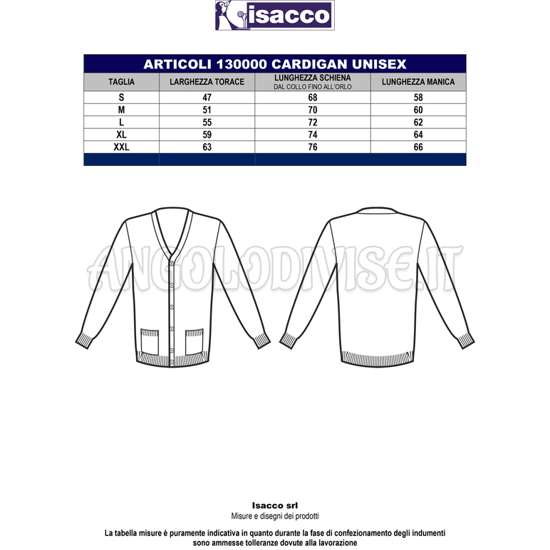 ISACCO CARDIGAN UNISEX NERO 50% WOOL (LANA)  50% ACRYLIC